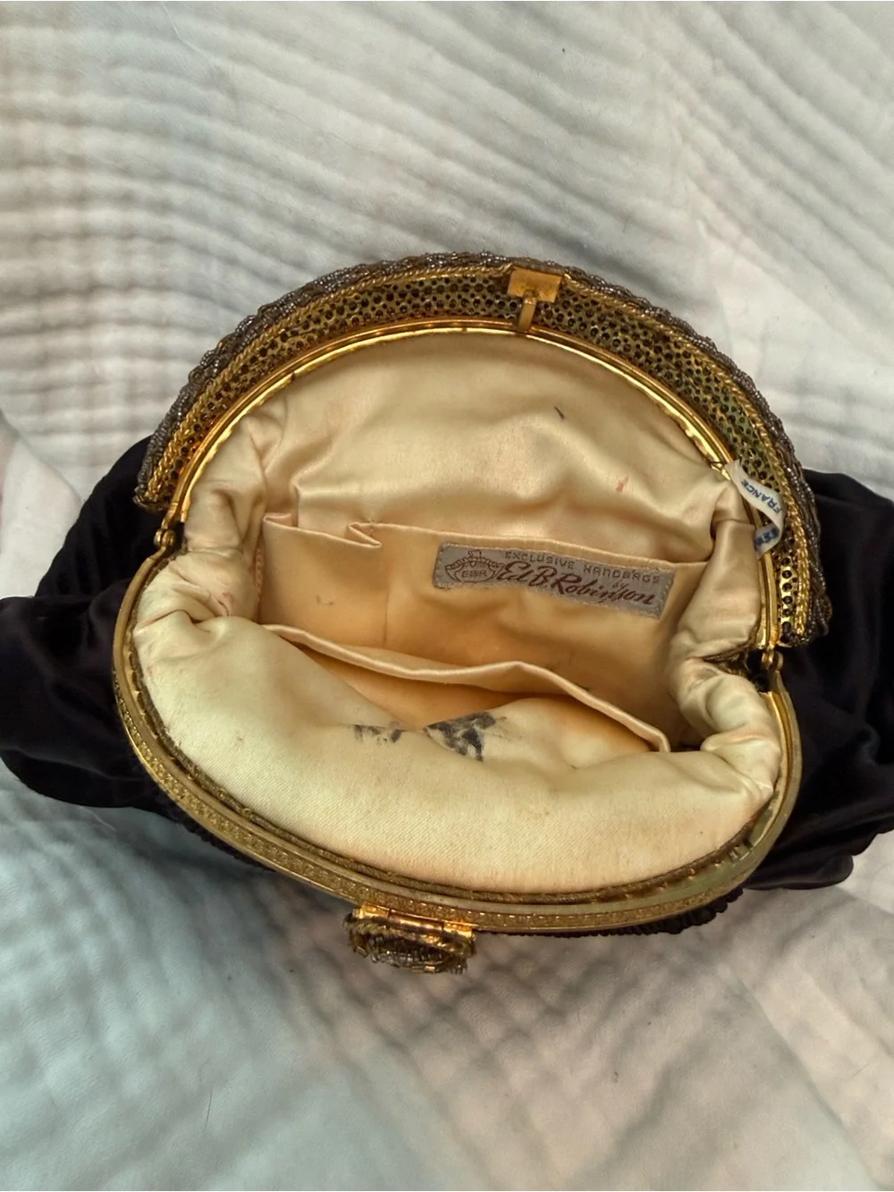 Ed B Robinson - Classic Black Evening Clutch with Gold Accents